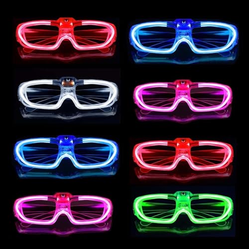 BouQuw 25 Packs LED Glasses Mardi Gras Party Supplies ,5 Neon Colors,3 Light Modes Light up Glow Sticks Glasses Toys Party Supplies for kids Adults Fit Halloween Christmas New Year Eve Graduations