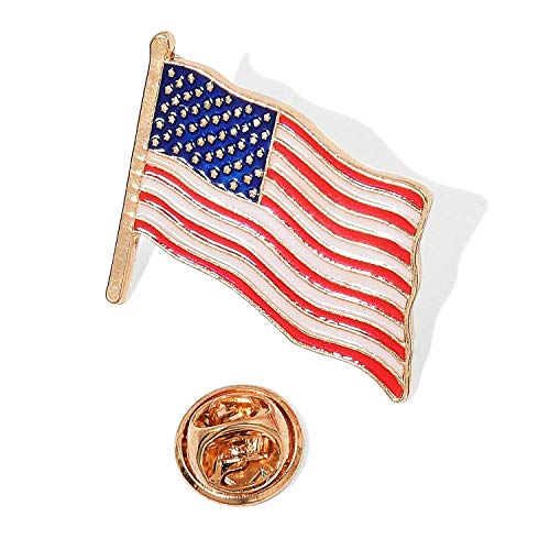 Shiny Golden American Flag Brooch To Celebrate 4th of July Unisex Accessory Lapel Pin Patriotic Emblem