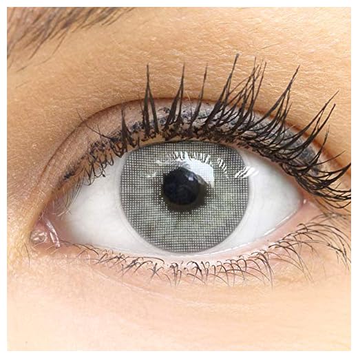 Glamlens lentilles de couleur grises naturelles colorées très haute opacité Turin Gray + étuis à lentilles de contact I 1 paire (2 pièces) I 90 Jours I sans correction I 0,00 Dioptries
