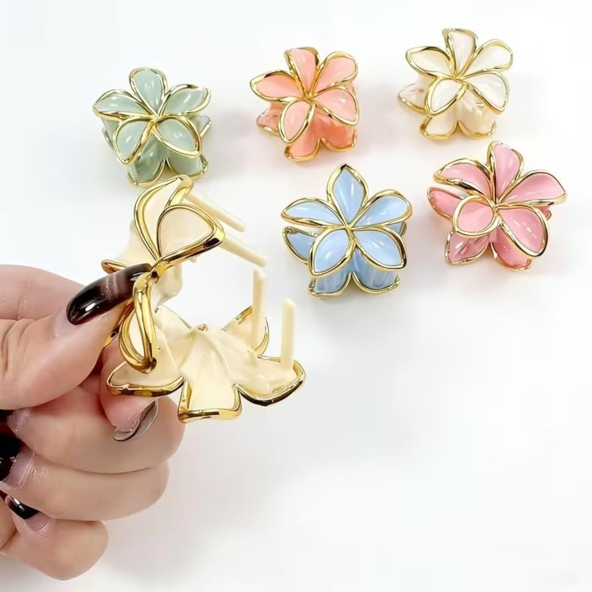 Plumeria Flower Hair Claw Clips Pack of 4