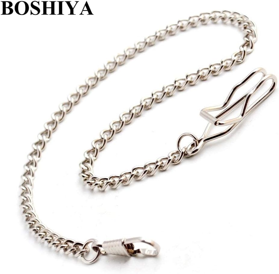 BOSHIYA Clip Pocket Watch Chain for Men Vintage Metal Alloy Albert Vest Chain 14.9 Inch Pocket Watch Chains Link