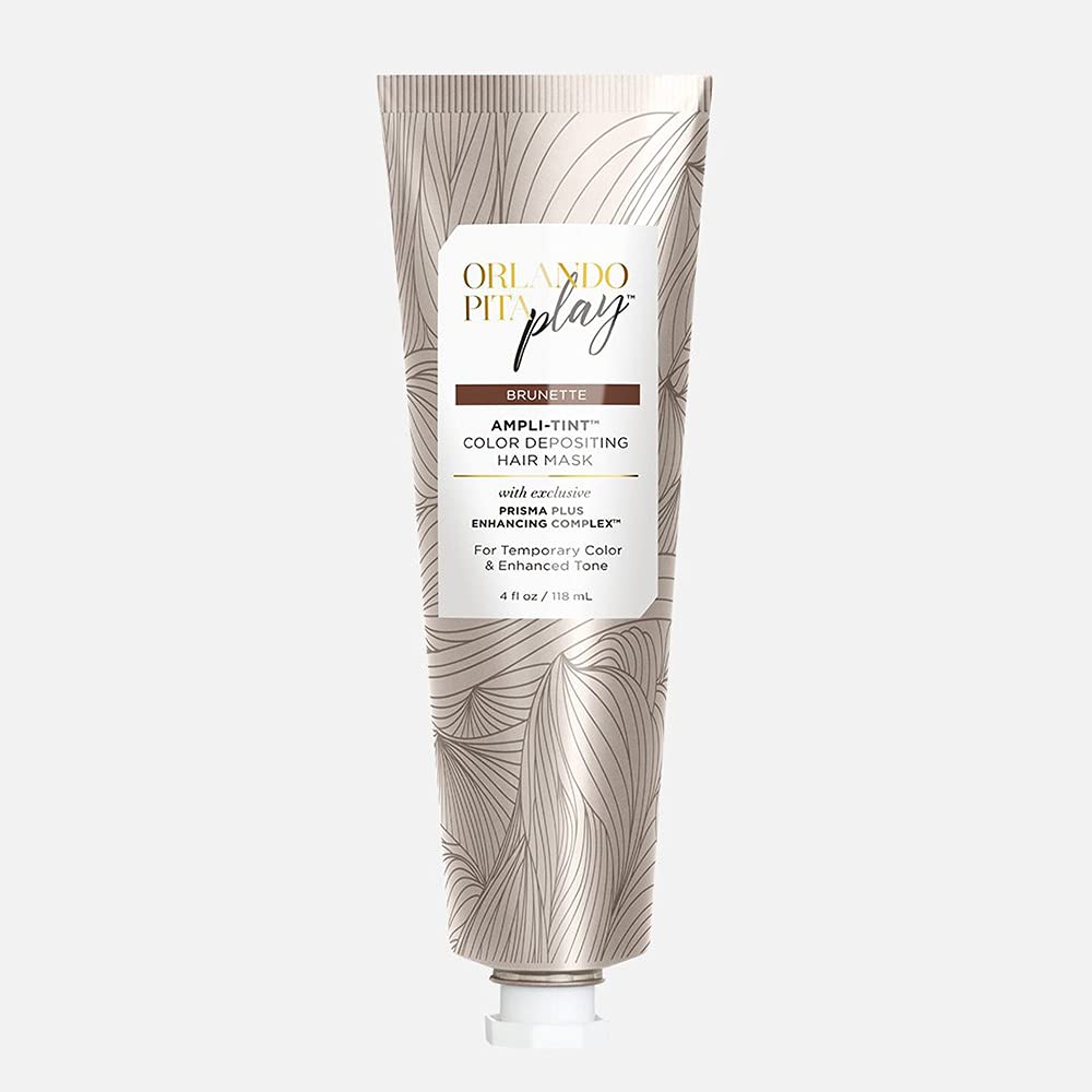ORLANDO PITA PLAY Ampli-Tint Color Deposit Hair Mask, Temporary Hair Color Treatment that Revives Hair Color, Adds Shine, & Prevents Fading, Brunette, 4 Fl Oz.