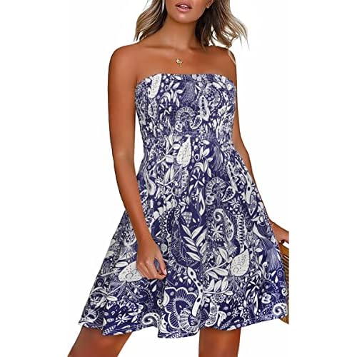 CHICGAL Summer Dresses for Women Beach Cover Ups Strapless Boho Floral Print Sundress 2026