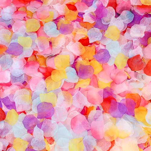 Gresorth Multicolor Artificial Silk Rose Petals Fake Petal Flower Decoration for Wedding Party - 2000 PCS