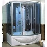 Cabina de ducha hidromasaje 170 x 93 cm bañera hidromasaje 2 plazas radio cromoterapia baño turco