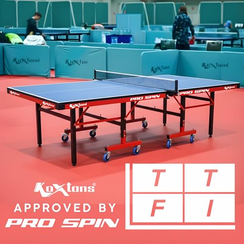 Image of Table Tennis Table, 25mm UV-Coated Top, Blue, Indoor, TTFI Approved, 2740 x 1524 x 760 mm, with Net Set, Pro Spin