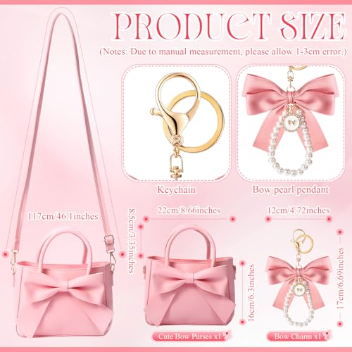 Abbylike Cute Purses for Women Leather Crossbody with Bow Small Handbags with Adjustable Shoulder Strap3