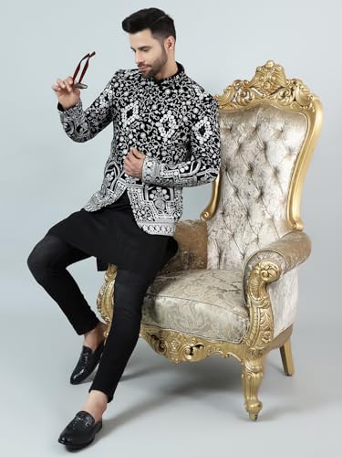 Image of WINTAGE Men's Embroidered Velvet Bandhgala