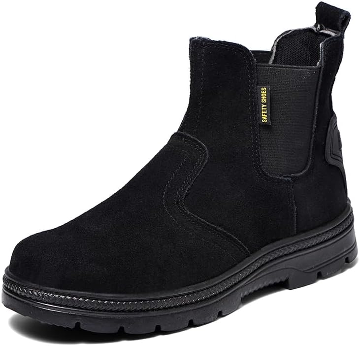 Steel Toe Work Boots for Men Slip Resistant Welding Work Boots Slip-on Safety Shoes for Industrial Construction