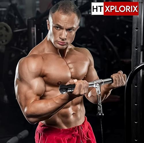 Image of Straight Handle Bar - Heavy-Duty Cable Attachment with Grip for Strength Training for Biceps and Triceps
