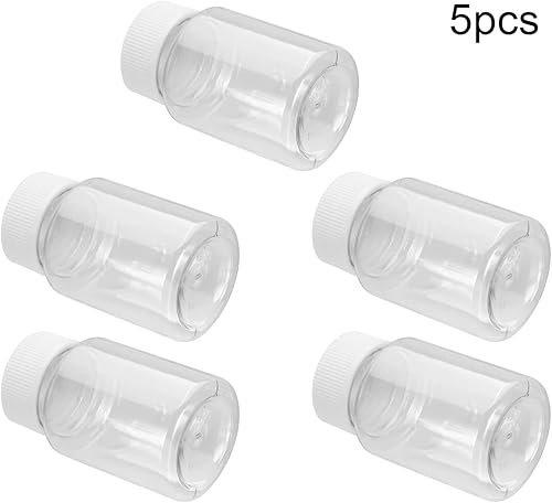 Miniatura 5 de Othmro 5 botellas de plástico de laboratorio de reactivo químico, 2.7 fl oz/2.7 oz de boca pequeña líquido/sólido redondo recipiente de