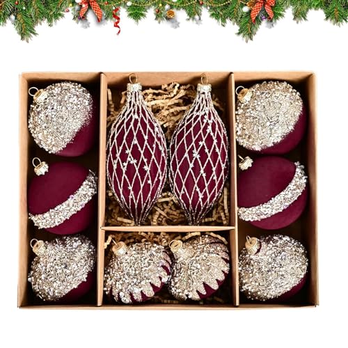 Boules de Noël en strass et velours pour décoration de table