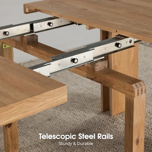 Transformer Table Expandable Dining Table for 2 to 12, Solid Wood Extendable Kitchen Table, Space-Saving Furniture, Small to Large Adjustable Dinner Table with Bench (Natural, Table + Bench) - Image 6