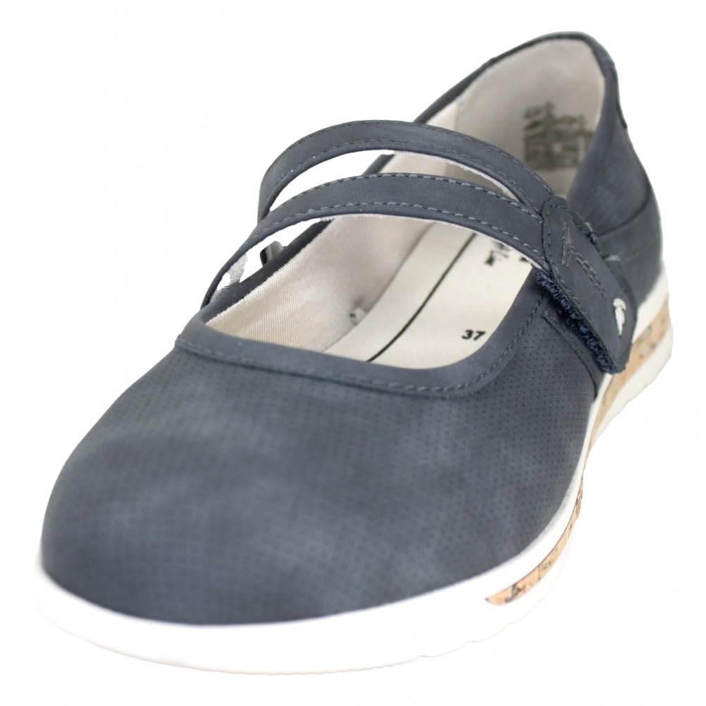 Jana Women’s Ballerinas with Velcro Vegan, Navy, 5 UK