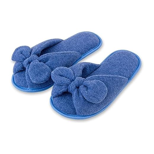 Pantufa Antiderrapante Com Laço, Chinelo de Quarto Super Resistente e Macio, 100% Poliéster (Azul, BR, Criança de 9 a 12 anos, Faixa Numérico, 31, 32)