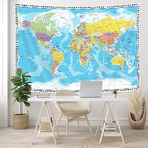 Carte du Monde tapisserie murale pour décorer un salon ou une chambre