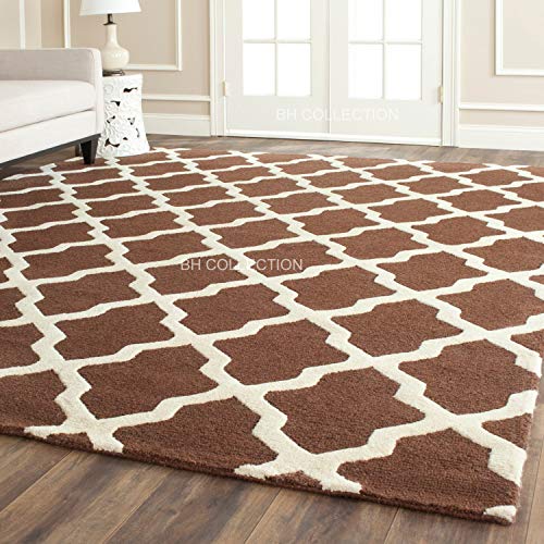 Image of Classical Look Plain Handmade Large Carpet with Super Soft & Pure Woolen Carpet for Your BEDROOMS & Living Room with 1 INCH Pile Height 15.0 X 20.0 FEET (450x600 cm) Multi