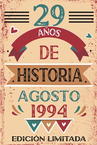 29 Años De Historia Agosto 1994: Libro de visitas, cuaderno, 110 páginas de felicitaciones, idea de regalo, regalo Para la esposa, novia, mujer, La madre
