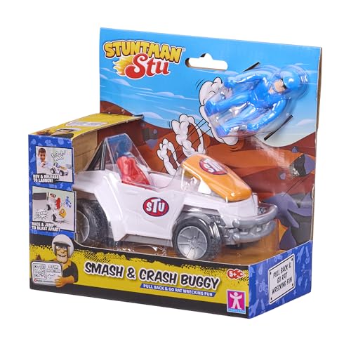 BANDAI - Stuntman Stu - Crash Buggy - Jouet pour réaliser des Cascades - Figurine Cascadeur Inclus - Jeu de Crash avec véhicule à rétrofriction - Jouet...
