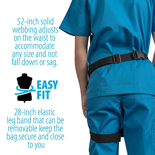 Image of Nurse Fanny Pack w /Elastic Leg Band - Multi Compartment Waist Organizer Tool Bag for Students, Practitioners & Medical Professionals (Aqua Blue)