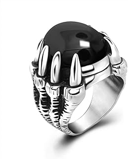 Rings Mens Gothic Stainless Steel Rings Evil Eye Dragon Claw Red Gem Big Ring An - Compare price