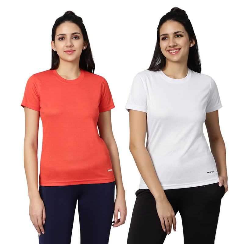 Image of omtex Dotty Athletics Tee for Women's | Short Sleeve Tees | Quick Dry Outdoor Running Gym Workout,Sports T-Shirt with Multipack Tee