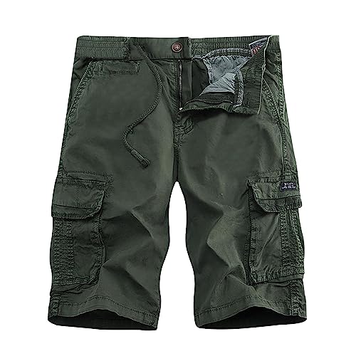 Muscularfit amazon warehouse sale clearance Elastic Waist Baggy Cargo Shorts Men 2024 Trendy Multi Pocket Cotton Shorts Lightweight Sport Workout Gym Shorts mens cargo shorts Army Green L