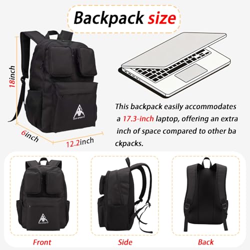 Mochila Casual para Laptop 18 Pulgadas Unisex Negra miniatura 4