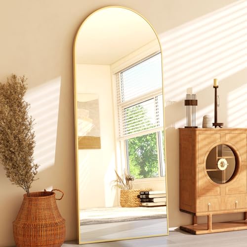 57" x 20" Arched Full Length Mirror - Wall Mounted/Floor Mirror Aluminum Alloy Frame Full Body Mirrors for Bathroom Living Room Bedroom and Entryway,Gold