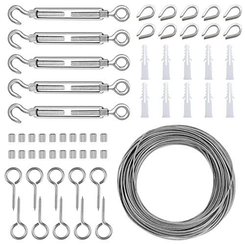 HSEAMALL Garden Wire Hanging Fence Railing Kit,PVC Coated Heavy Duty Stainless Steel Wire Rope Cable...