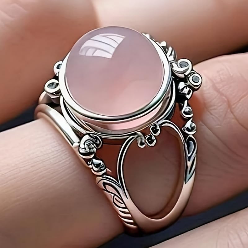 Pink Resin Ring for Women – Gold Plated Vintage Exotic Design, Elegant Statement Jewelry Gift for Her, Birthday & Anniversary Present for Wife, Best Friend or Sister image 3