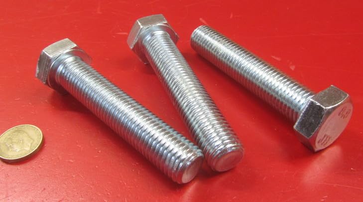 Class 8.8 Zinc Steel Bolts FT M20 x 2.5 mm x 100 mm Long 3 pcs