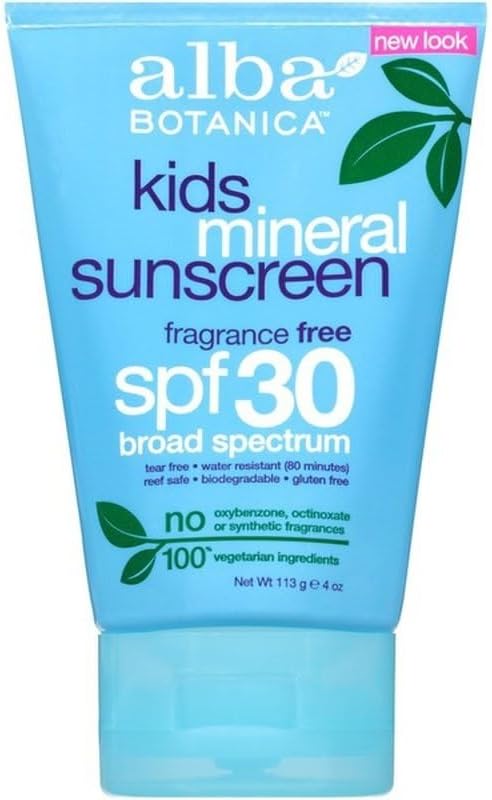 Alba Botanica Kids Broad Spectrum SPF 30 Mineral Fragrance Free Sunscreen 4 oz