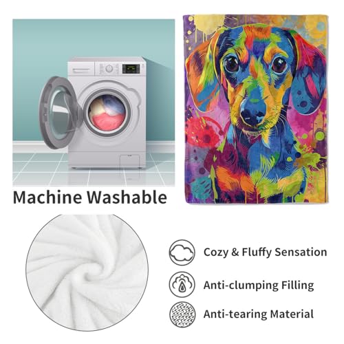 Vanzev Colorful Dachshund Dog Flannel Blanket,Vibrant Pop Art Style Soft Lightweight Throw Blankets Gifts For Women Pet Lovers,50 Inch X 60 Inch Perfect For Couch Bed Home Travel Decor thumb #3