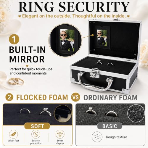 COSLANLEE Ring Bearer Security Briefcase with Holder Pad, Wedding Security Case Buckle Portable Ring Box for Proposal Ceremony, Special Agent Guard Protector for Boys to Carry by COSLANLEE - Used condition - Image 4