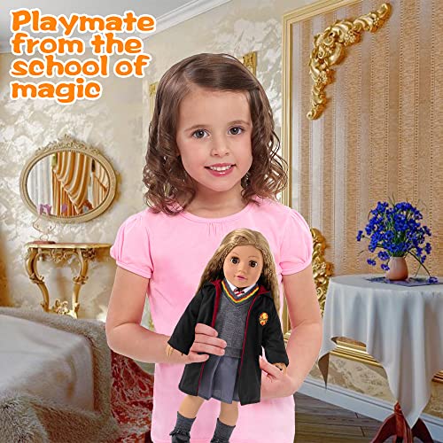 18 inch Dolls Magic School Uniform Inspired Costume Doll Clothes Accessories Set Include Outfit Shoes for Girls Gift (No Doll)