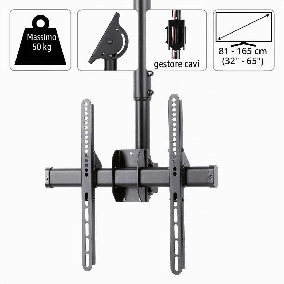 Hama 118655 Supporto per TV da soffitto, Nero