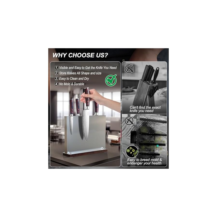 Kitchen-Knife-Set-With-Block-Chef-Knife-Block-Set-High-Carbon-Stainless-Steel-Knives-with-Magnetic-Knife-Block-Holder-Versatile-Knife-Block-Sets-for-Kitchen-Professional-Kitchen-Knives-Set-6-Pcs Kitchen Knife Set With Block: Chef Knife Block Set, High Carbon Stainless Steel Knives with Magnetic Knife Block Holder, Versatile Knife Block Sets for Kitchen, Professional Kitchen Knives Set - 6 Pcs