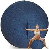 WTZHHK Cotton and Linen Yoga Ball Cover for Birthing Ball Pregnancy, Exercise Balls for Adults, and Swiss Ball - Stylish and Functional【No Balls Included】(Blue,75CM)