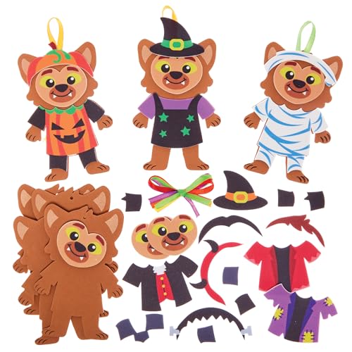 Baker Ross FX628 Werwolf-Deko-Sets - Packung mit 8, Halloween-Bastelsets für Kinder