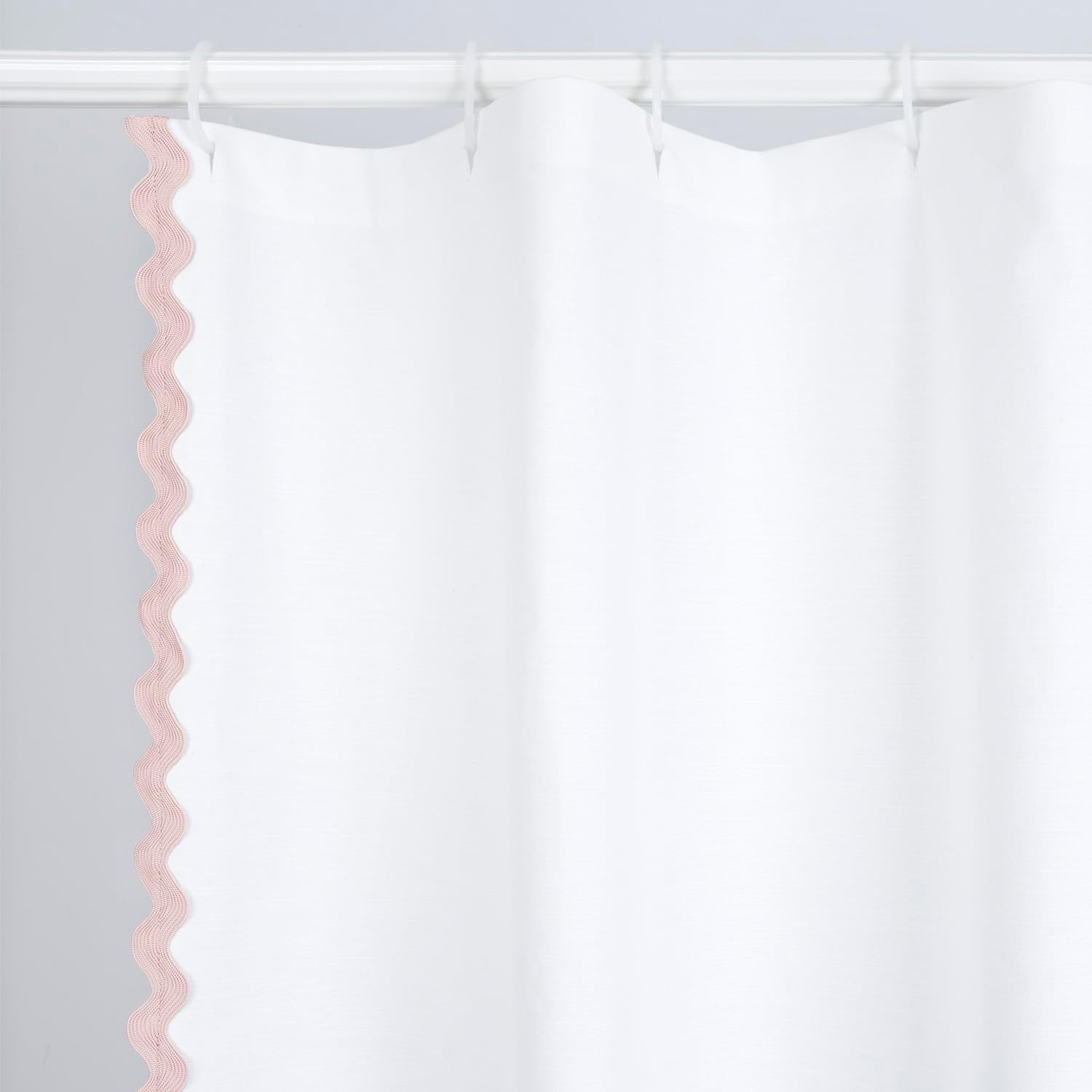 YINFUNG Scalloped Shower Curtain Pink White Cotton Bathroom Curtains Textured Thick Heavy Duty Cloth Hotel Rustic Girly Neutral 72x72