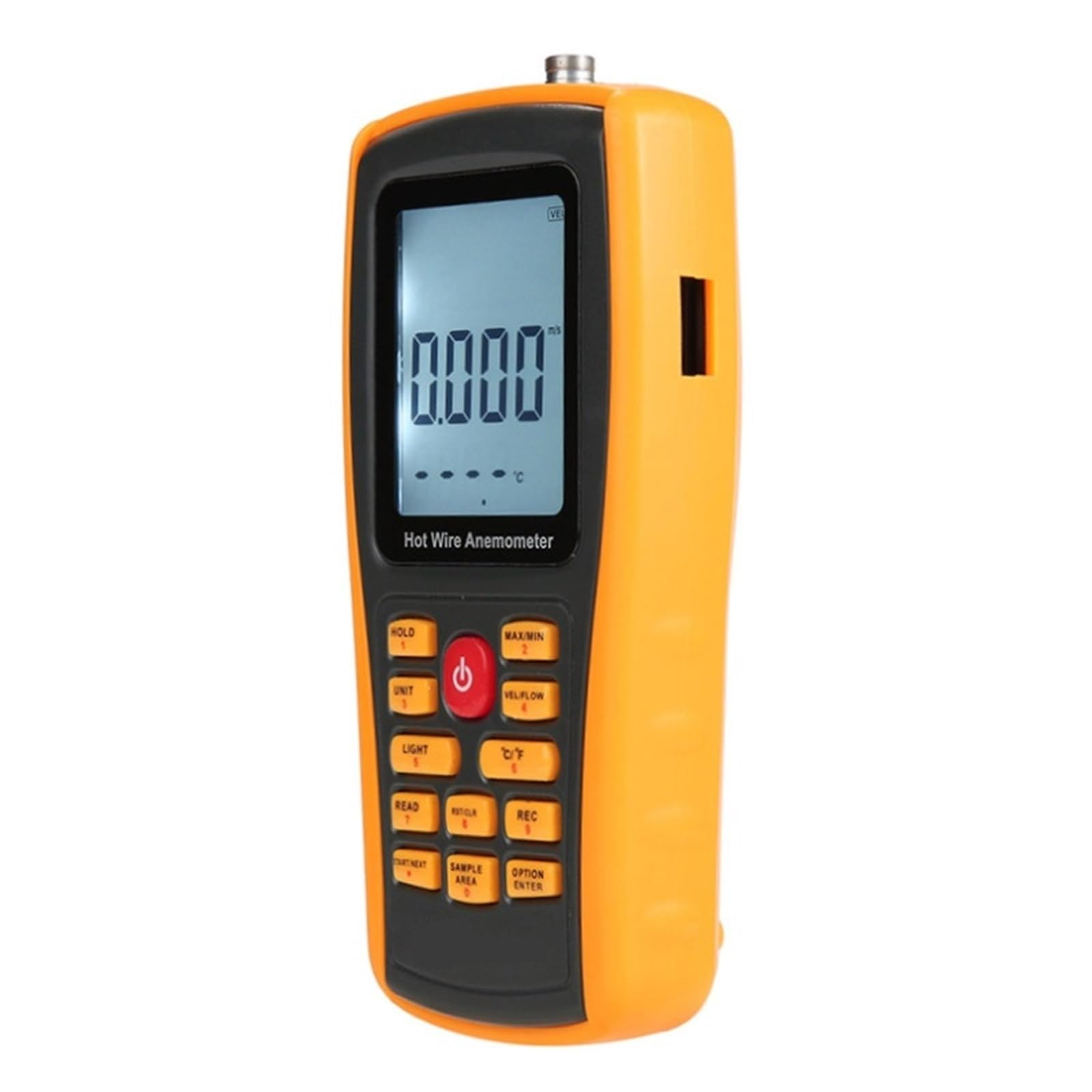 Anemómetro digital portátil de hilo caliente con pantalla LCD de 2,6 pulgadas for medir la velocidad del viento y la temperatura.