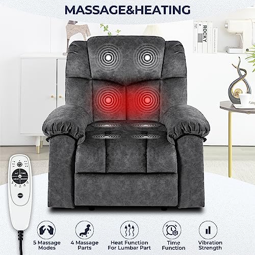 Homyedamic Power Lift Recliner Heated Massage Chair For Elderly, Electric Stand Up Hideable Cup Holders Oversized Lounge Wide Lazy Boy Ergonomic Senior Sofa For Home (Grey) #TOP3