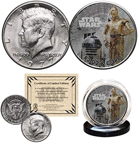 R2-D2 / C-3PO - STAR WARS Officially Licensed 1977 Kennedy Half Dollar Coin with Certificate