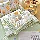 Chickwin Tagesdecke 200x230cm Bettüberwurf Gesteppt, Grün Gras Blumen Tagesdecke Wohndecke Überwurfdecke Bedspread Schlafzimmer Steppdecke Decke Überwurf Wohnzimmer Sofaüberwurf für Doppelbett