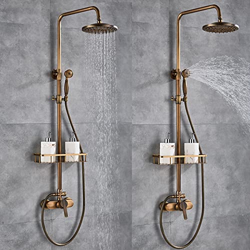 KinHall Grifo de ducha retro de pared de ducha con lluvia ducha de mano estante, columna de ducha, ducha de lluvia para bañeras Cover