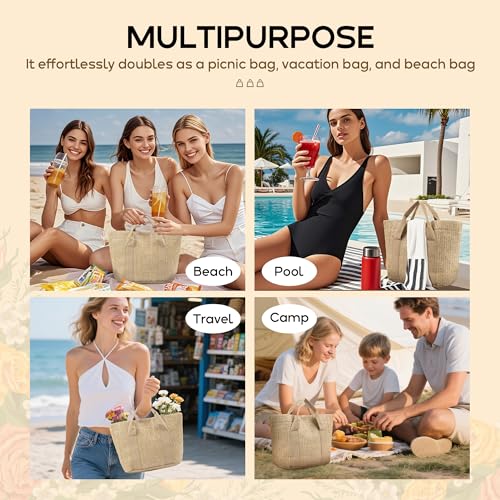 Bolso playero de palma para mujer miniatura 6