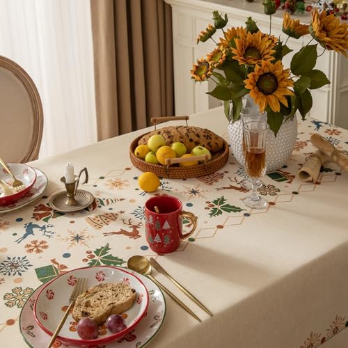 Nappe imperméable rectangulaire 240x140cm beige tablecloth rectangle decoration table de cuisine - 3