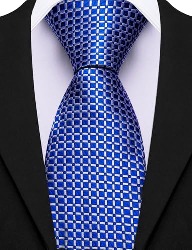 Image of Barry.Wang Mens 6 PCS Ties Silk Striped Paisley Check Floral Necktie Silky Woven Wedding Business Party Ties 3.34 inch