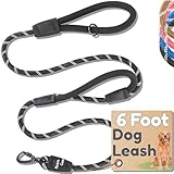 Premium 6 Ft Dog Leash - Two Extra Padded Handles, Heavy Duty Leashes for Medium Dogs to Large...